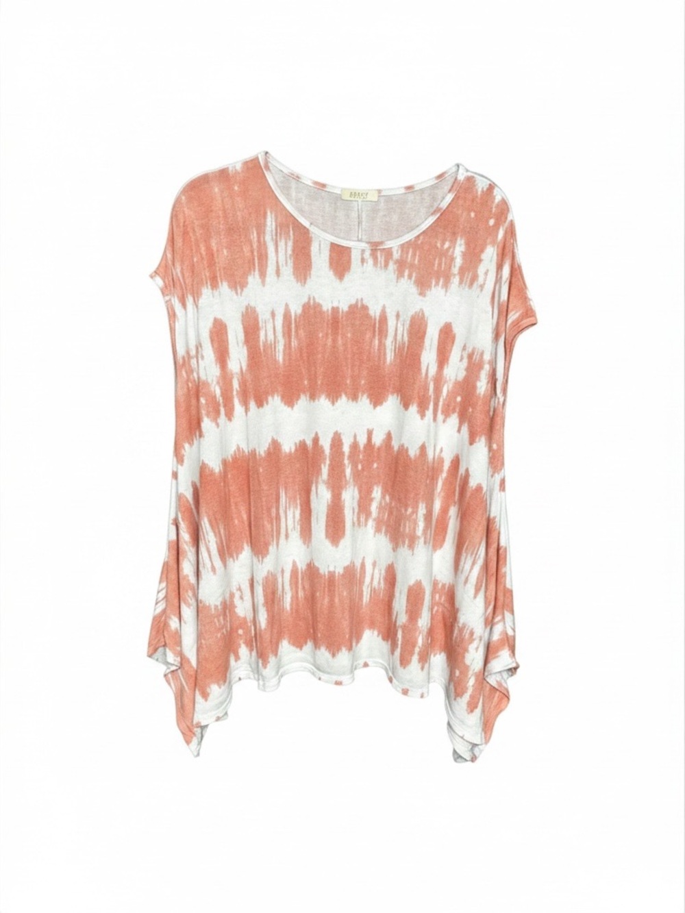 Oddi Coral and white tie-dye polyester, rayon & spandex blouse in a M /L